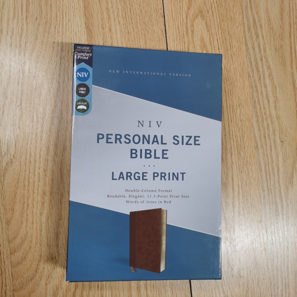 NIV Personal Size Bible Large Print Zondervan Brown Leathersoft
